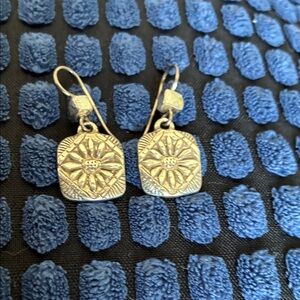 Silver Sunburst Drop Earrings